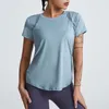 Actieve shirts losse yoga-kleding tops van korte mouwen lopende snel drogende t-shirts korte sport holle fitness dames voor