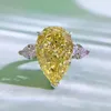 Cluster Rings Charm Water Drop 5ct Diamond Ring Real 925 Серебряное серебряное обручальное кольцо для женщин.