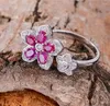 Bagues de Grappe Bague Fleur Rubis Naturel Et Réel Argent Sterling 925 Fine Jewelry Gem 3 4mm 5pcs