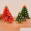 Christmas Decorations Tree Desktop Decoration Diy Wooden Red Green Xmas Design Cartoon Santa Snowman Motif Table Decor Drop Delivery Dhvdy