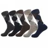 Men's Socks Box Packing Big Size Breathable Elastic Crew Man Gift Combed Cotton Business Classical Solid Color Plaid SocksMen's