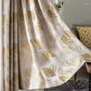 Vorhang Blackout Chenille Vorhänge für Wohnzimmer moderne einfache Golden Leaf Design wärmeisolierte Stoff Erkerfenster Vorhänge JS241C