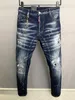 Men's Jeans Autumn designer DSQ Skinny Feet pants Mens Jeans ripped D2 Paint splatter Retro Blue straight Jean streetwear Beggar quality streepants d2 luxury