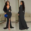 Casual Dresses Luxury Long Sleeve V-Neck Evening Dress 2023 Party Women Wedding Gowns For Female Guests Blue Prom Cocktail