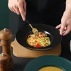 Assiettes assiette à pâtes européenne vaisselle nordique en céramique chapeau de paille bol maison