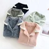 Women's Sleepwear Fdfklak Ladies Flannel Pajamas Top Thick Coral Fleece Keep Warm Female Home Clothes Winter Turn-Down Collar