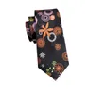 Bow Ties SN-1676 Hi-Tie Floral Pattern Mens Neck slips 8,5 cm handgjorda siden Jacquard Woven Svart handduk manschettknappar set till försäljning