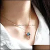 Collares pendientes Colgantes de cristal azul para mujer Joyería de moda elegante simple Sier Collar Entrega de gota Dhbx6