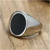 Clusterringen Modyle Sier kleur mannelijke ring punk rock glad 316L roestvrij staal zegel voor mannen hiphop feest bruiloft sieraden drop del dhdf1