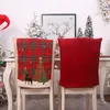 Housses de chaise rouge couverture de noël Plaid tissu lin étui wapiti arbre de noël protecteur année housse maison Decorchair