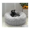 Kennels Pens Fluffy Calming Dog Bed Long Plush Donut Pet Hondenmand Lounger Orthopedic House Kennel Sofa Puppy Slee Bag Round1 Dro Dhlta