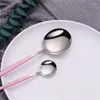 Dinnerware Sets Pink Silver Cutlery Set Stainless Steel Western Fork Spoon Knive 4Pcs Kitchen Tableware Eco Friendly Flatware