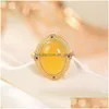 Cluster Rings 925 Sliver Plating Gold Open Assistment Design Women Beeswax Amber Ring for Girlfriend Gift Fine Jewelry K0079 Drop Dhnh8