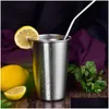 Tumblers Stainless Steel Metal Beer Cup Wine Coffee Tumbler Tea Milk Mugs Home Drinking Tools Drop Delivery Garden Kitchen Dining Ba Dhenf