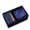 TIES TIES TIE SET العلامة التجارية الرجالية السببية Jacquard المنسوجة للرجال مناديل Cufflink Business مربع هدايا عالية الجودة مجموعات Necktie