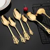 Dinnerware Sets Luxury Gold Plated Wedding Retro Cutlery Set 18/10 Stainless Steel Tableware Party Silverware Knife Fork Spoon