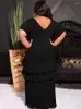 Plus size jurken feest 4xl 5xl short mouw v nek ruches spleet elegante dames avondcocktailevenement lange outfits