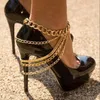 Anklets 2023 Fashion Punk Exaggerated Layered Anklet For Women Creative Ladies High Heels Fringe Chain Party Wedding Jewelry Trends