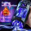 Juguete sexual Masajeador Juguetes de masturbación masculina Taza masturbadora Monitor Lcd Máquina de mamada de succión Robot sexual Calefacción automática Vagina real para hombres