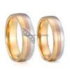 Cluster Rings Wedding Ring Sets For Men And Women Marriage Anniversary Alliance Lovers Plated 18K S Gold Stainless Steel Couple Drop Dhlcz