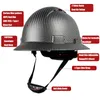 Carbon Fiber Pattern Full Brim Hard Hat For Engineer Construction Safety Helmet HardHat Suspension HDPE 6 Point Adjustable