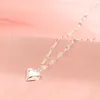 Chains Sweet Jewelry Love Heart Pendant Necklace Simply Temperament Silvery Plating Single Chain For Girl Gifts