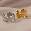 Anillos de boda geométricos de Color dorado redimensionable para mujer, anillo de acero inoxidable para hombre, joyería estética de moda, regalo para mujer