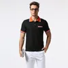 Polos masculinos de verão masculino listra de cor de solavanco é código de lapela lazer camisas polo apertadas com roupas de mangas curtas