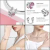 Подвески бабочки розовый циркон Siercolor Bead Fit Charm Оригинальный европейский браслет для ювелирных украшений