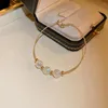 Link Bracelets 2023 Golden Electroplating Inlaid Zircon Mermaid Pearl Bracelet Female Personality Fashion Shiny Wedding Jewelry