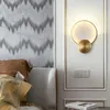 Wall Lamps Modern Round Marble LED Lights Living Room Bedside Lighting Fixtures Gold Metal Surface Mount Atmosphere Lamp