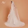 Bridal Veils AW 1 Tier Veil Ivory Lace Appliqued Tiul Chapel Długość ślubna z grzebieniami