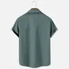 メンズカジュアルシャツ2023春夏ビッグストライププリントメンファッションターンダウンカラーボタンシャツ半袖カーディガンストリートウェア