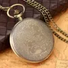 Pocket Watches Vintage Bronze Steampunk Quartz titta på antika ihåliga romerska siffror Punk Halsband Pendant Chain Gifts for Men Women