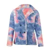 Women's Fur & Faux Winter Women High Quality Coat Tie-Dye Print Luxury Loose Lapel OverCoat Thick Warm Female Plush Coats