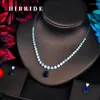 Brincos de colar Set Moda Blue Drop Shape for Women Acessórios Pingente Shiny CZ N-558