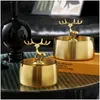 Other Dinnerware Luxury Deer Golden Ashtray Living Room Elk Gold Frame Gift For Boyfriend Drop Delivery Home Garden Kitchen Dining Ba Dhhys