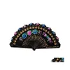 Other Home Decor 8 Inch Spanish Floral Folding Handheld Fan Hollow Out Wooden Dancing Hand T21C Drop Delivery Garden Dhchb