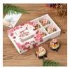 Gift Wrap 23.5x16.5x5cm Blomma mönster dricker Mooncake Box med handtag Biscuit Candy Chocolate Pastry Packing Boxes100pcs Drop Deli Dhhhq