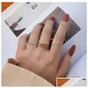 Cluster Ringe Tofflo Edelstahl Schmuck Kreative Linie Kunst Doppelkugel Ring für Frauen Mode BSA112 Drop Lieferung DHD0M