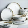 Set di stoviglie 29/43 Pezzi 4/6 Persone Uso Piatti e ciotole Set Piatti in ceramica per ristorante El Drop Consegna Home Garden Dhnjy