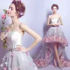 Robes de mariée robe de bal chérie corset haut bas balayage train princesse robes de mariée dentelle perlée perles robes de mariée 3D fleurs faites à la main robes de mariée