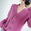 Women's Knits Knitted Cardigan Women Big Button Spring And Autumn Knitting V-neck Harajuku Sweater Casual Thin Coat