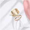 Cluster Rings 2Pcs Trendy Butterfly Mticolor Set For Women Couple Friendship Engagement Wedding Lover Open Ring Female Jewelry Gifts Dh9Xa