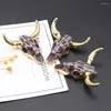 Pendant Necklaces Wholesale 5PCS Natural Stones Cow Head For Jewelry Making DIY Animals Accessories Charms Gift Free