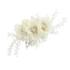 Nakrycia głowy O565 Crystald dekoracyjne Wedding Hair Comb Accessories Boczne norak ślubny z szyfonowymi kwiatami