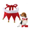 Colliers pour chiens Laisses Bandana pour animaux de compagnie de Noël avec cloches Flanelle Salive Serviette Collier de chat Accessoires Vêtements Fournitures Drop Delivery Ho Dhjuy