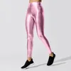 Pantalon actif Legging en similicuir extensible Femme Yoga Sexy Collant taille haute Crayon Pantalon moulant