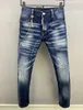 Autumn Designer DSQ chude stóp spodnie dżinsy męskie D2 Farba Splatter Retro Blue Jean Streetwear Bilking Streepants D2 DA503