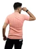 Heren t shirts kulemoda roze kleur dun gestreepte polo kraag gebreide kleding unisex t-shirt